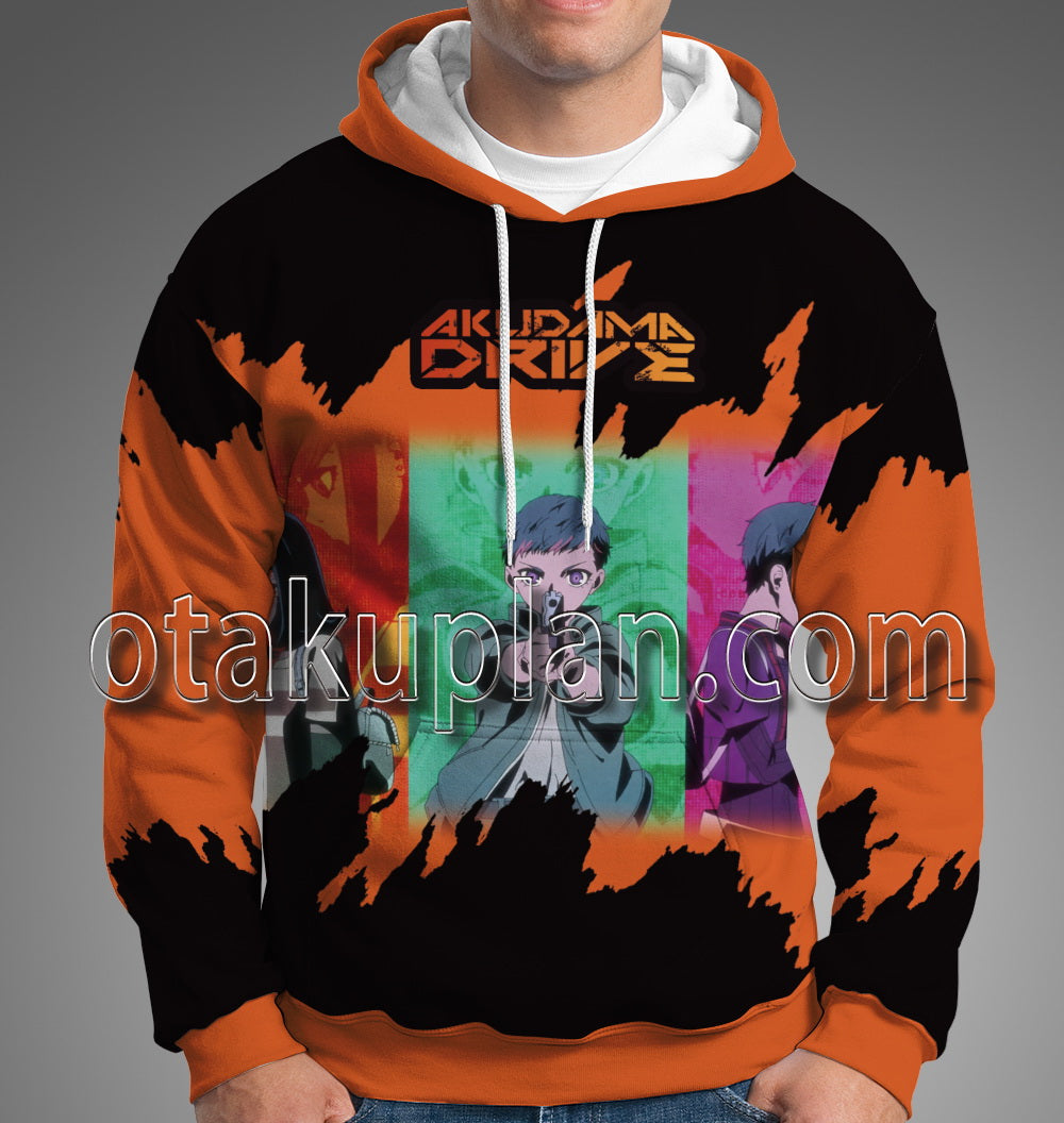 Akudama Drive Orange Artistic Pattern Hoodie