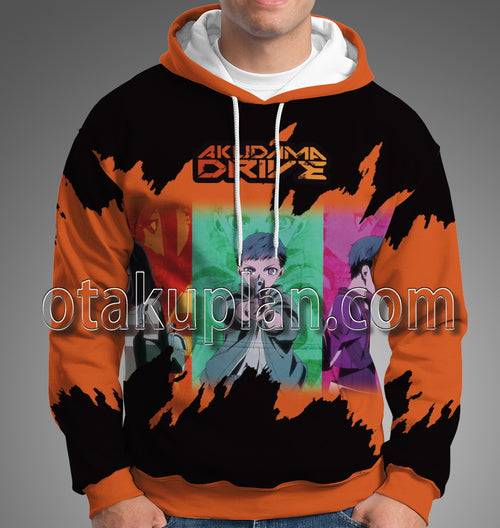 Akudama Drive Orange Artistic Pattern Hoodie
