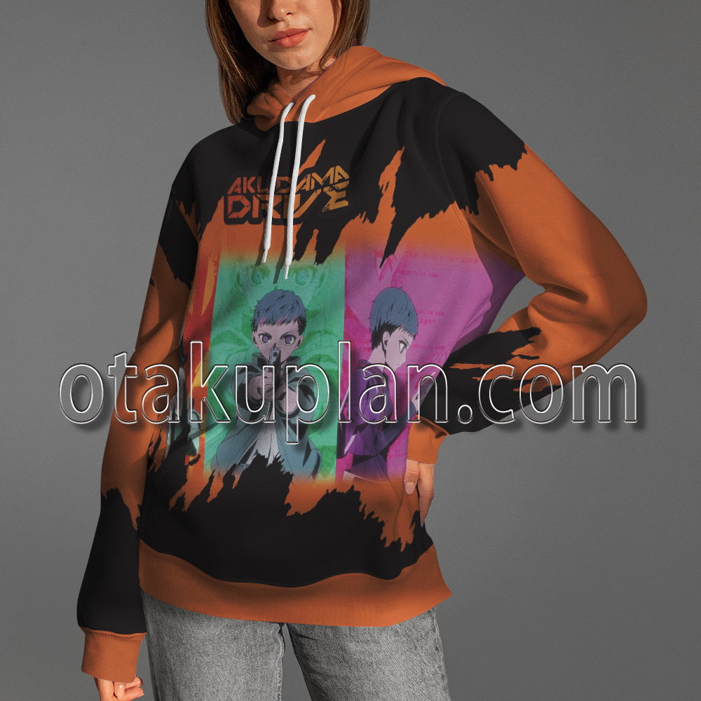 Akudama Drive Orange Artistic Pattern Hoodie
