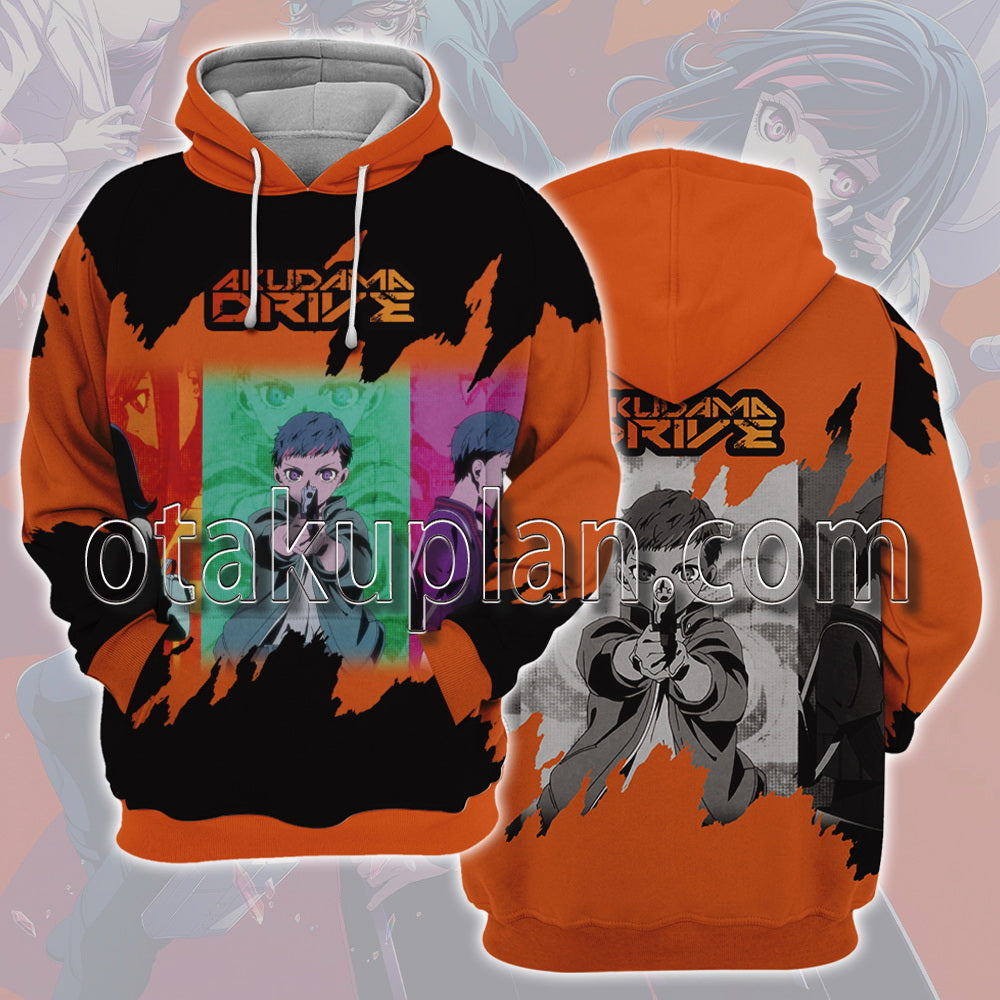 Akudama Drive Orange Artistic Pattern Hoodie