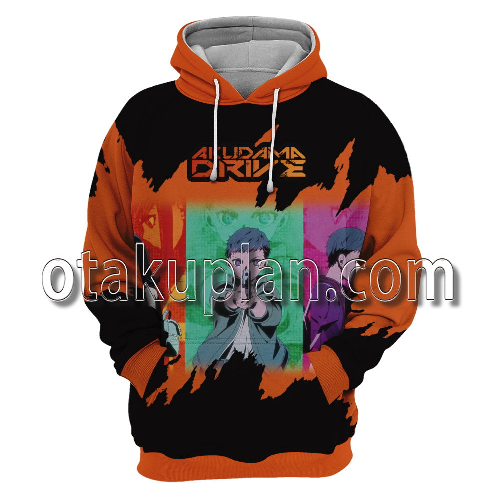 Akudama Drive Orange Artistic Pattern Hoodie