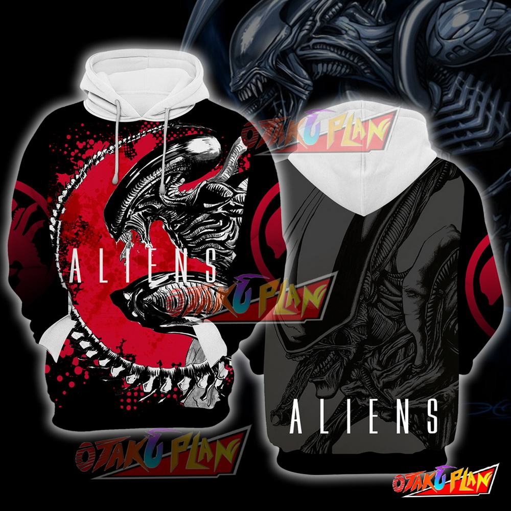 Alien Xenomorph Black and Red Hoodie