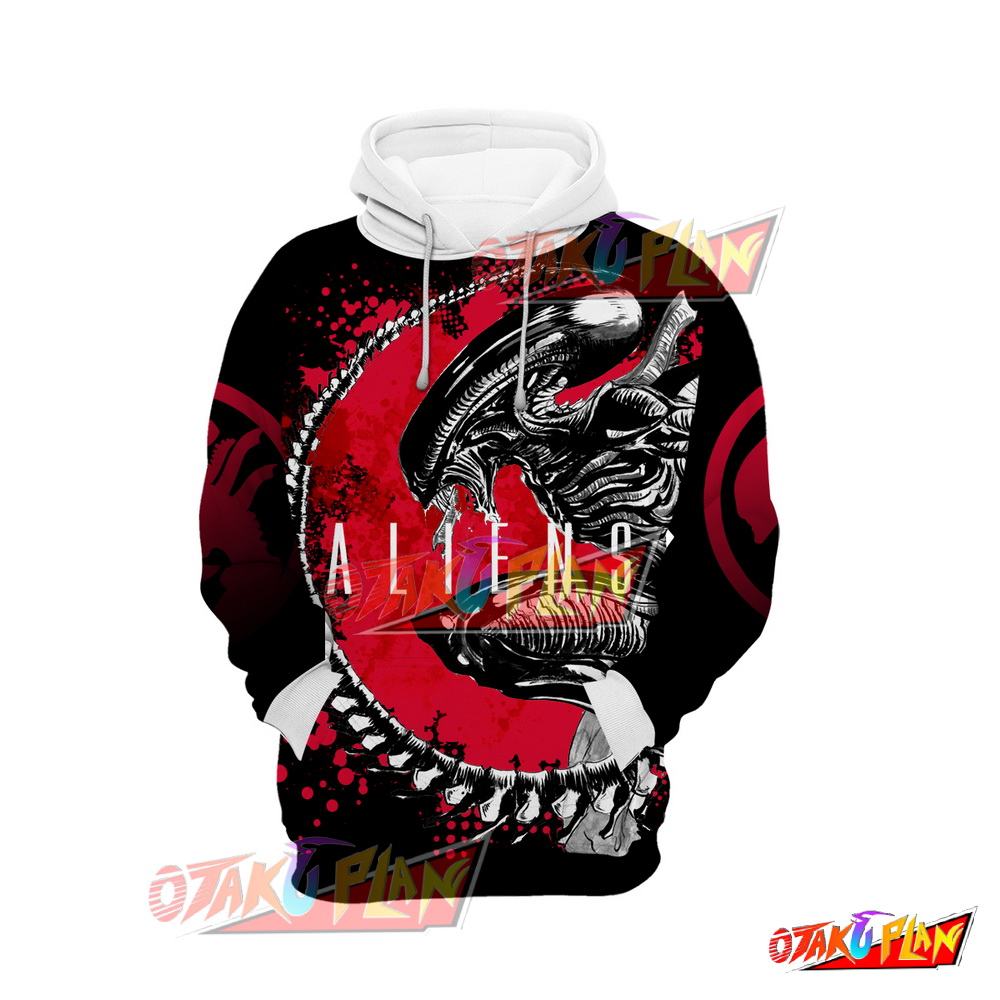 Alien Xenomorph Black and Red Hoodie