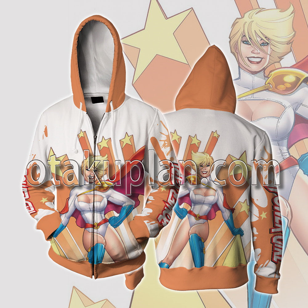 All Star Comics Power Girl Orange Cosplay Zip Up Hoodie