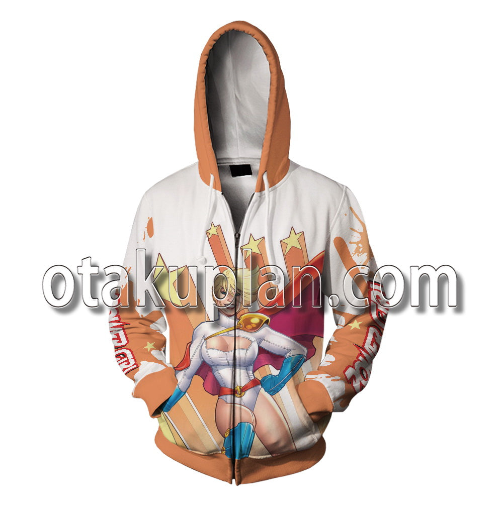 All Star Comics Power Girl Orange Cosplay Zip Up Hoodie