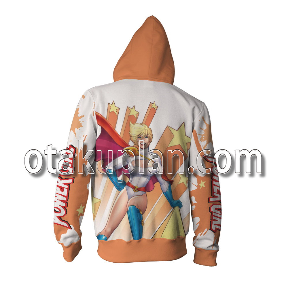 All Star Comics Power Girl Orange Cosplay Zip Up Hoodie