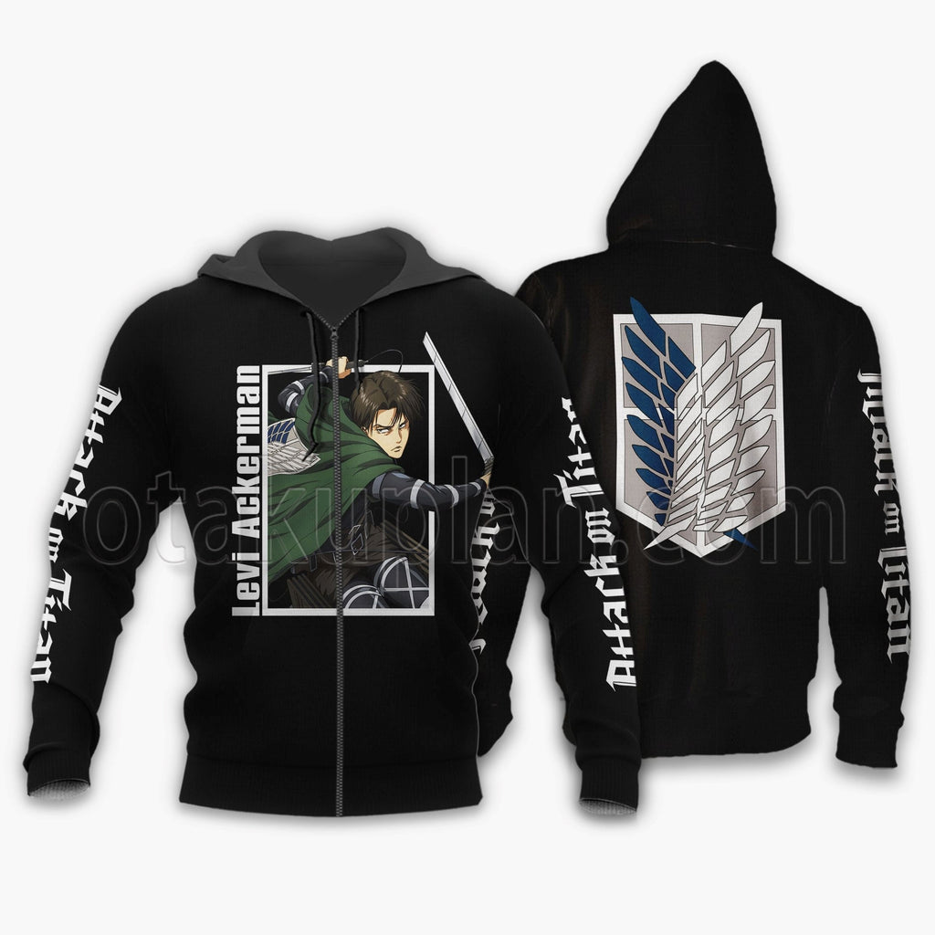 AOT Levi Ackerman Black Hoodie Custom