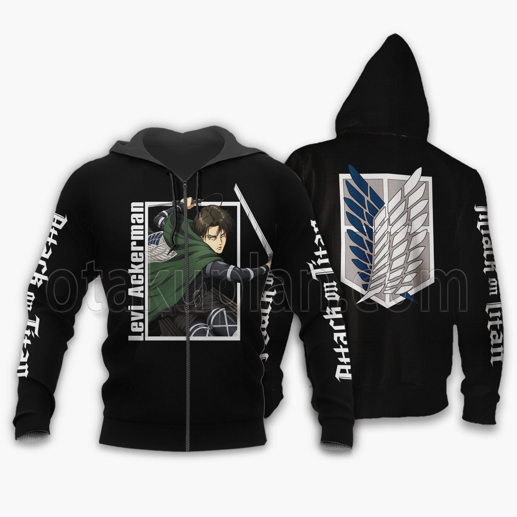 AOT Levi Ackerman Black Hoodie Custom