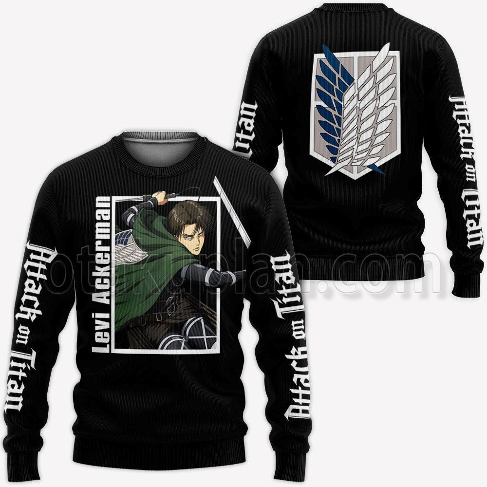AOT Levi Ackerman Black Hoodie Custom