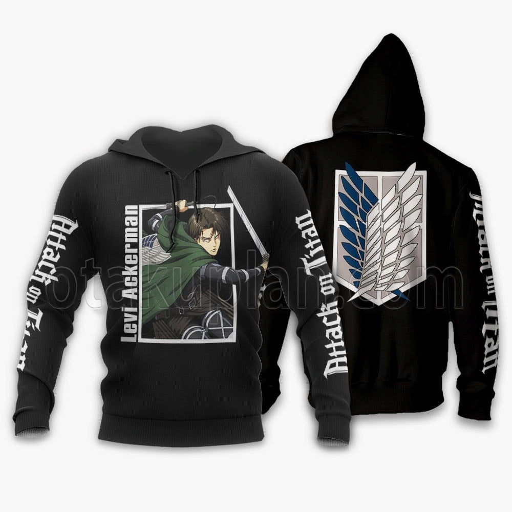 AOT Levi Ackerman Black Hoodie Custom