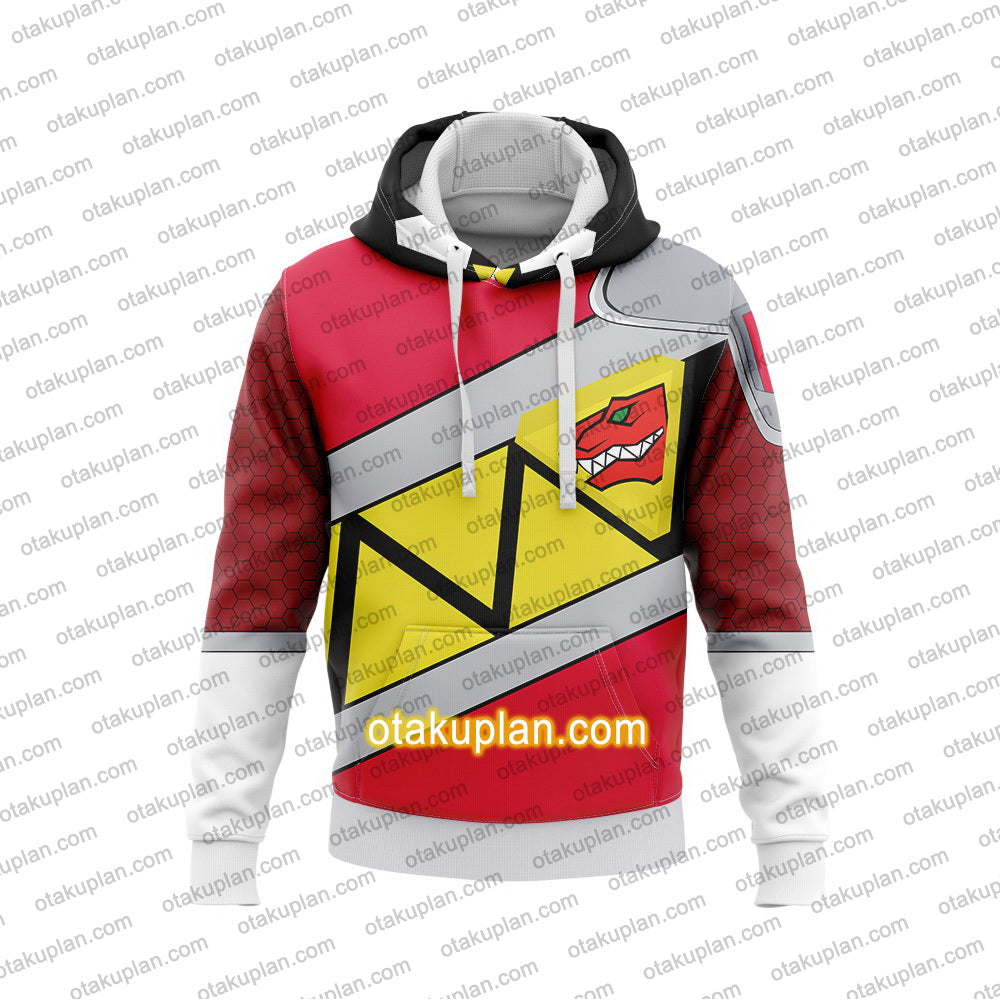Zyuden Sentai Kyoryuger Beast Power Squadron Dinosaur Ranger Kyoryu Red Cosplay Hoodie