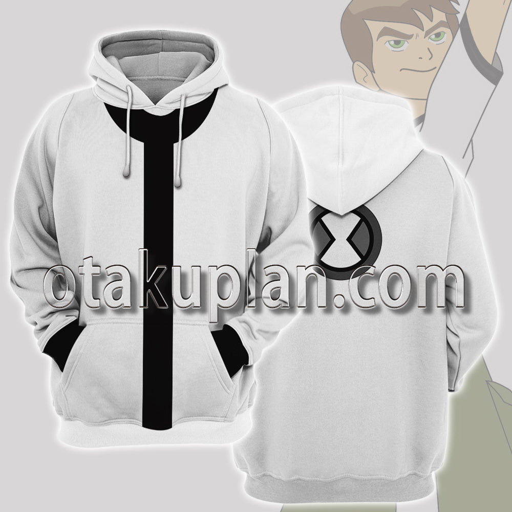 Ben 10 Omniverse Mascot White And Black Costume Cosplay Hoodie