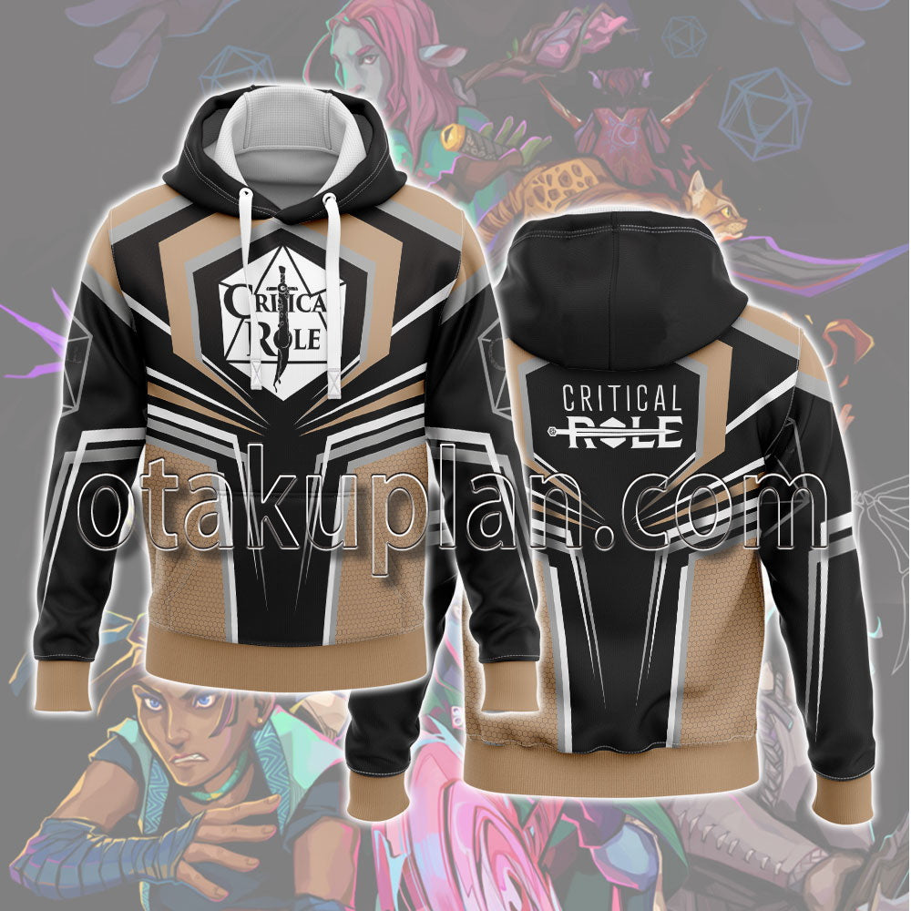 Critical Role Theme Khaki And Black Line Art Hoodie
