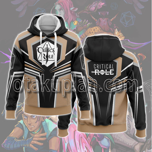Critical Role Theme Khaki And Black Line Art Hoodie