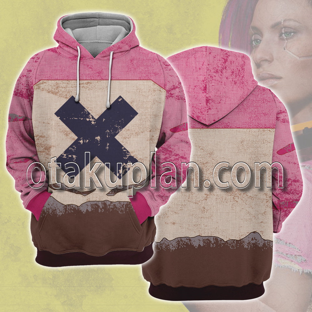 Cyberpunk 2077 V Female Street Kid Old Pattern Cosplay Hoodie