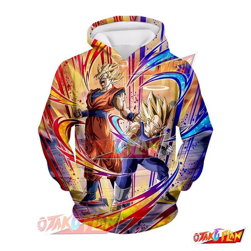 Dragon Ball Resurrected Saiyans Super Saiyan Goku (Angel) &amp; Super Saiyan Vegeta(Angel) Hoodie