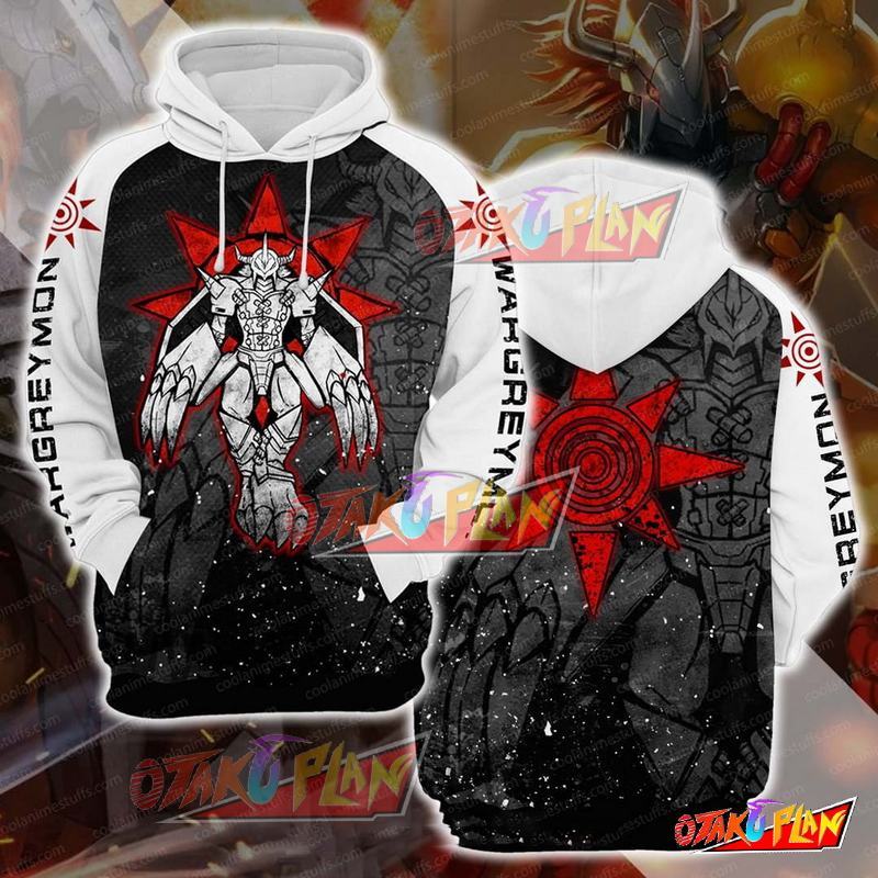 Digimon Wargreymon Black And White Pullover Hoodie
