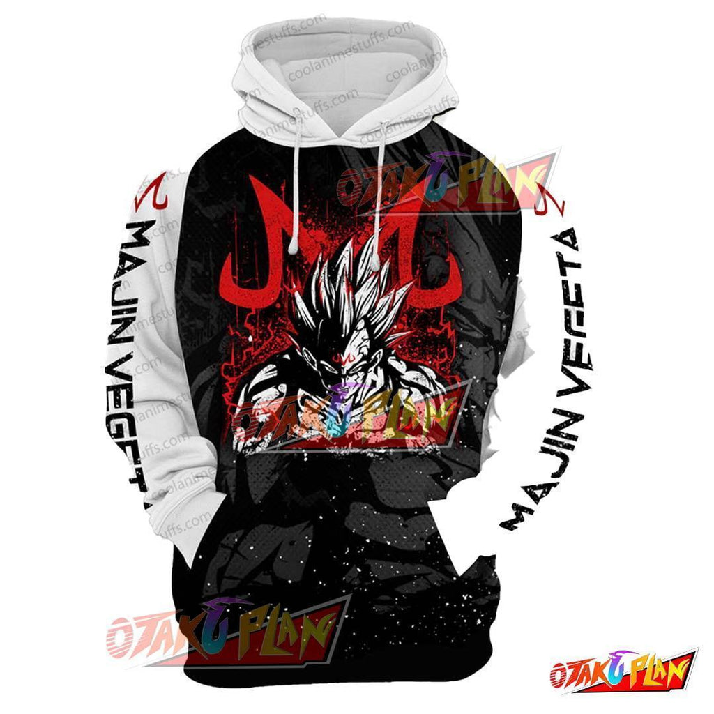 Dragon Ball Majin Vegeta Black And White Pullover Hoodie