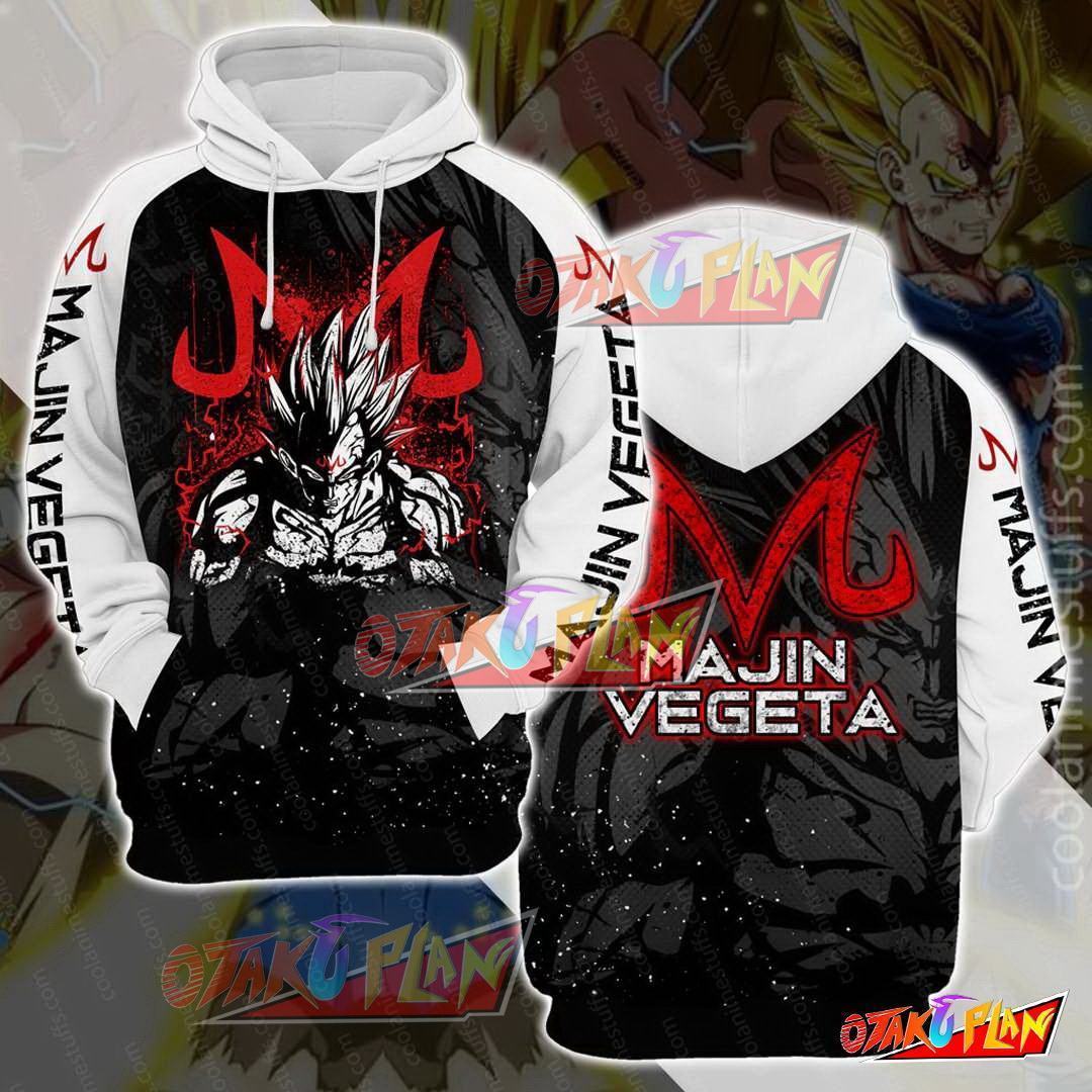 Dragon Ball Majin Vegeta Black And White Pullover Hoodie