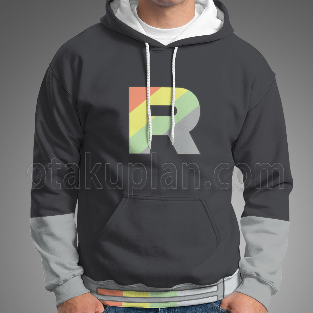 GO Rainbow Color Rocket Team Icon Gray Uniform Cosplay Hoodie