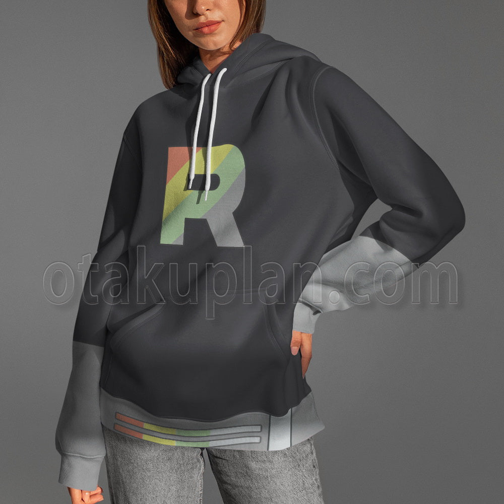 GO Rainbow Color Rocket Team Icon Gray Uniform Cosplay Hoodie