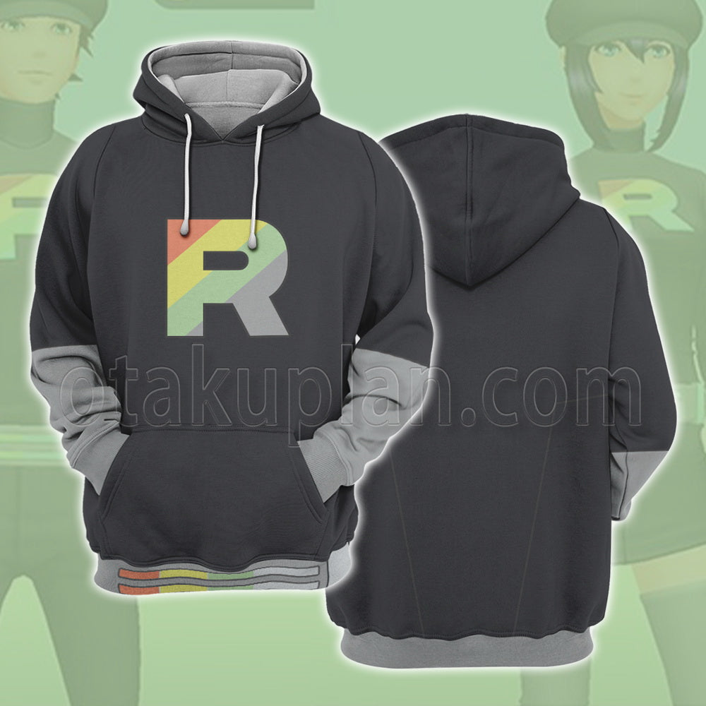 GO Rainbow Color Rocket Team Icon Gray Uniform Cosplay Hoodie