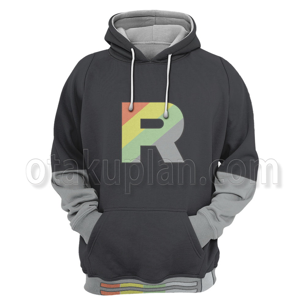 GO Rainbow Color Rocket Team Icon Gray Uniform Cosplay Hoodie