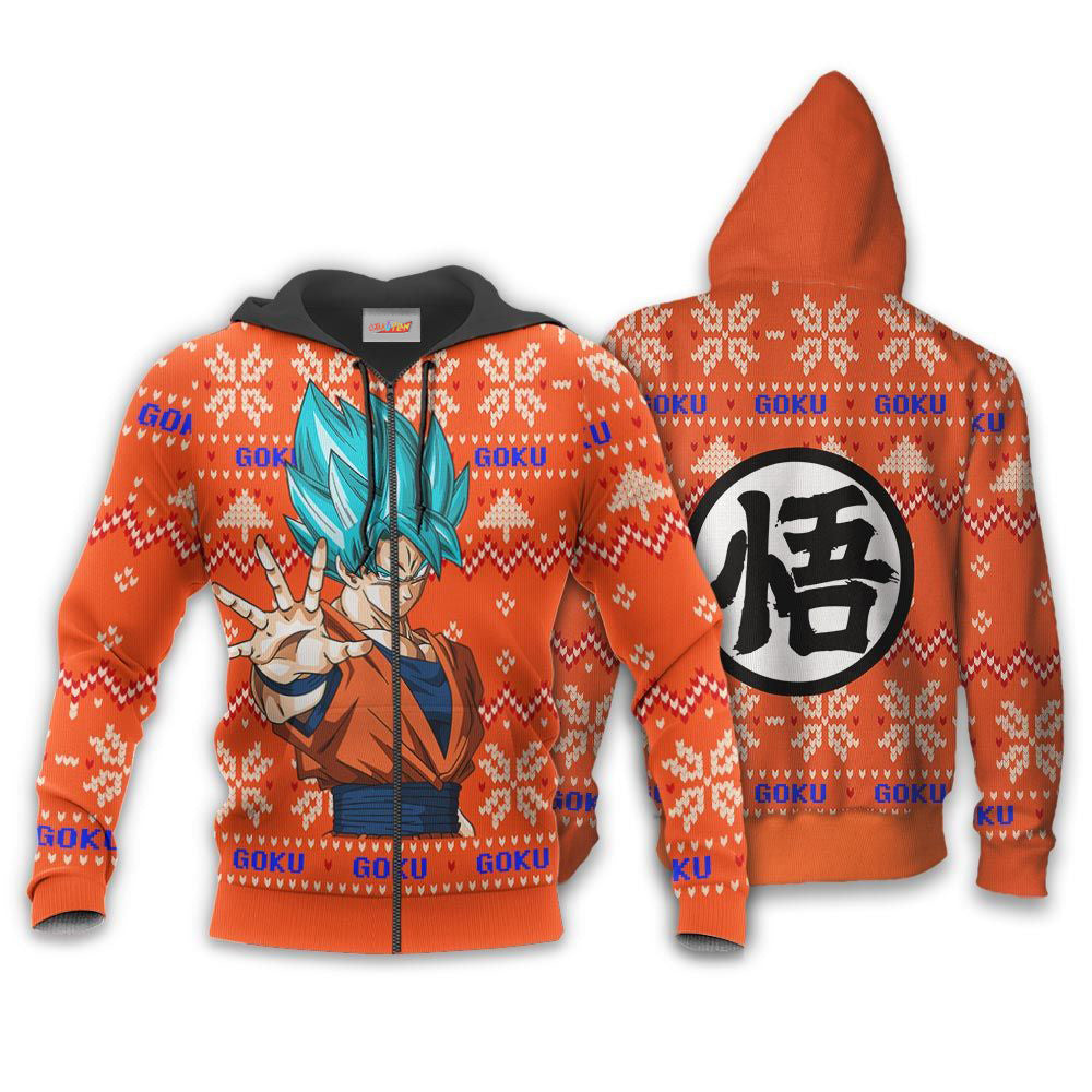 Goku Blue Ugly Christmas Sweater Dragon Ball Hoodie Shirt
