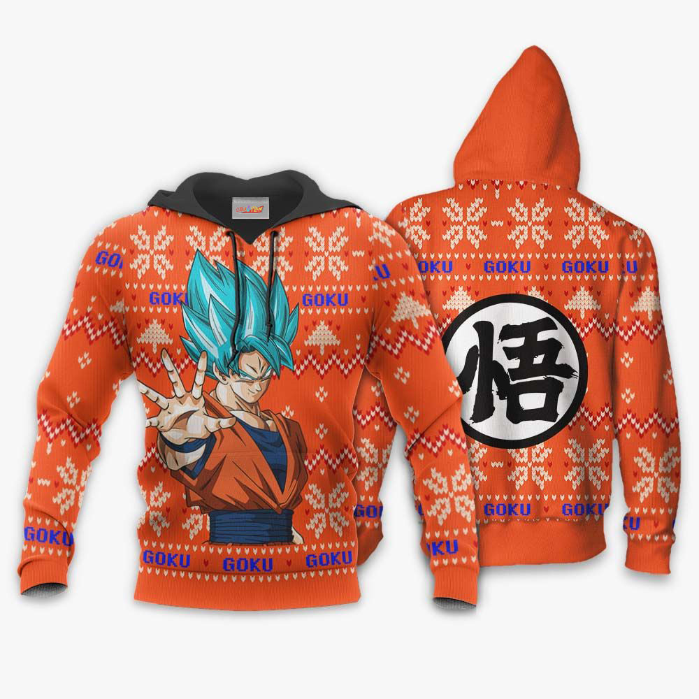 Goku Blue Ugly Christmas Sweater Dragon Ball Hoodie Shirt