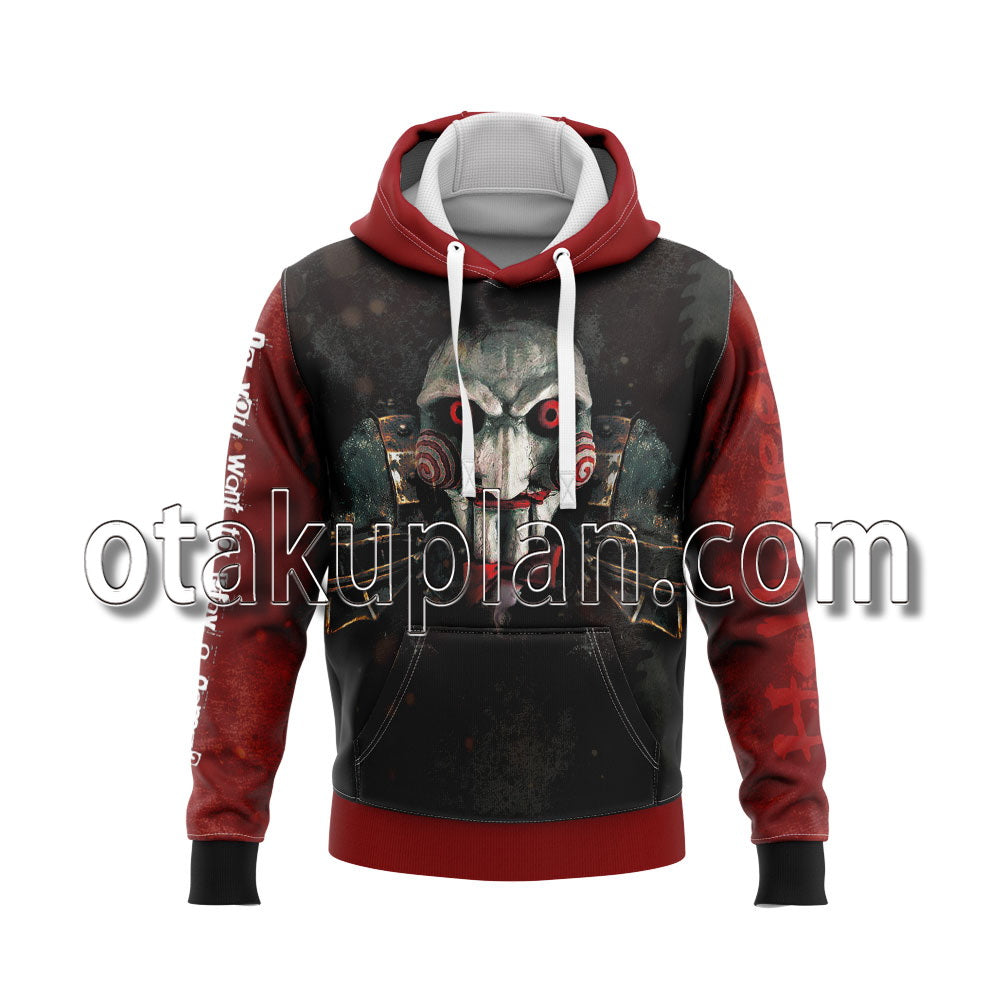 Halloween Saw Jigsaw I Want to Play a Game Hoodie
