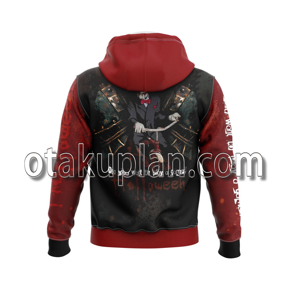 Halloween Saw Jigsaw I Want to Play a Game Hoodie