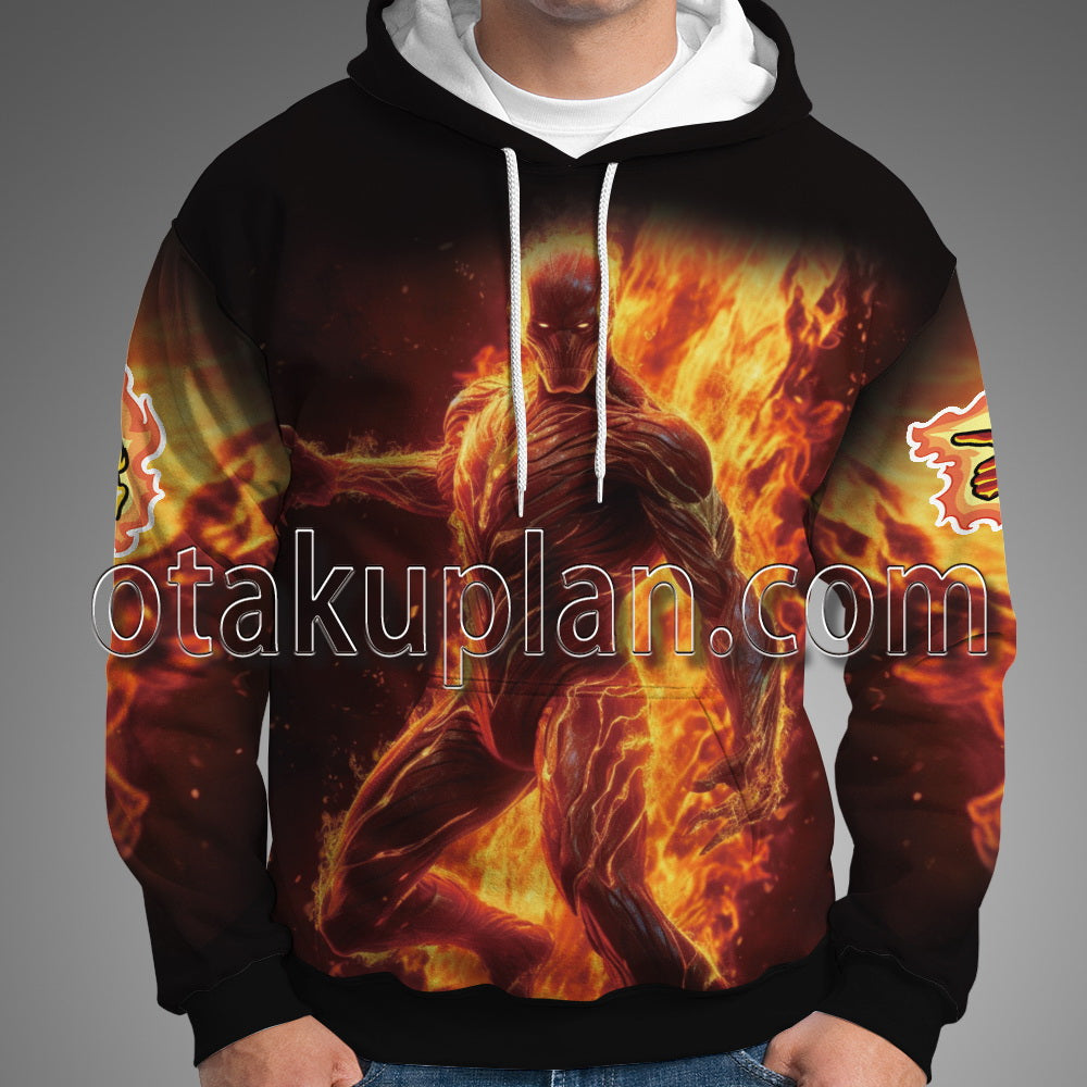 Human Torch Battle Scene Hoodie