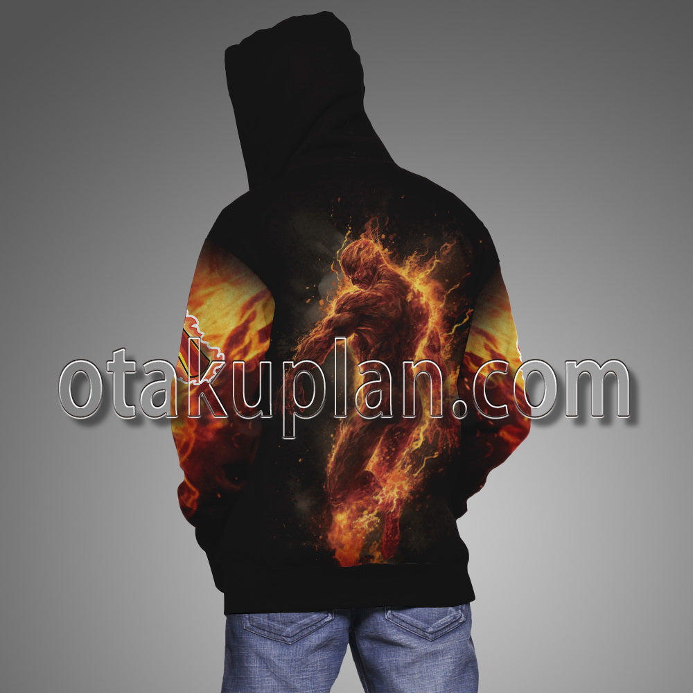Human Torch Battle Scene Hoodie