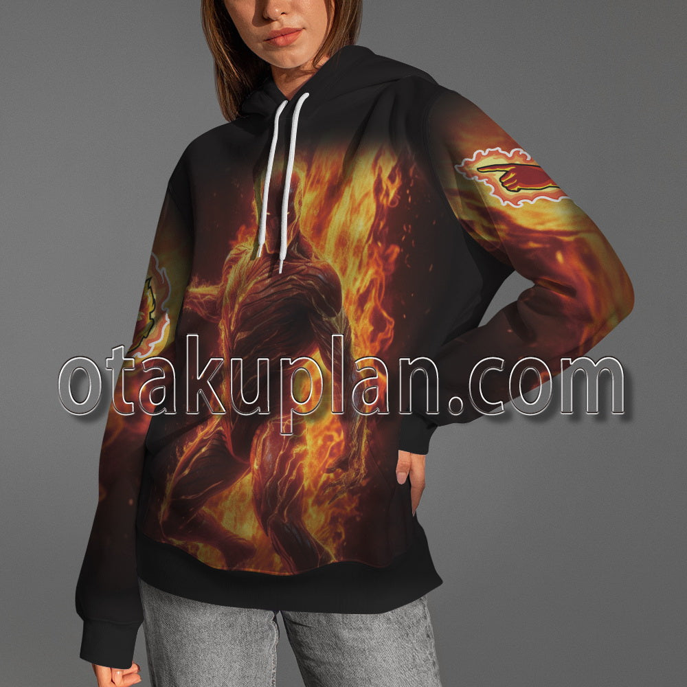 Human Torch Battle Scene Hoodie