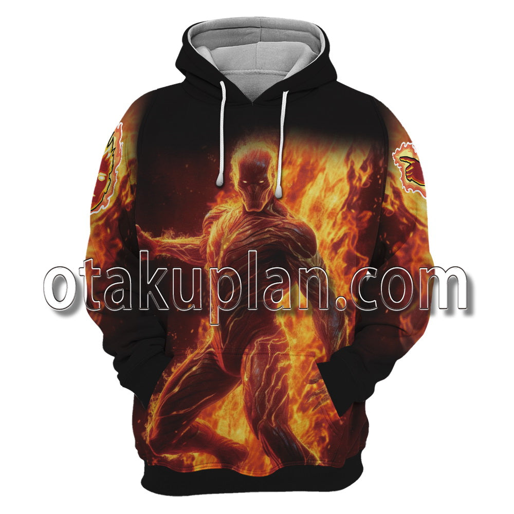 Human Torch Battle Scene Hoodie