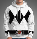 Mighty Morphin Power Rangers White Ranger Belt Cosplay Hoodie