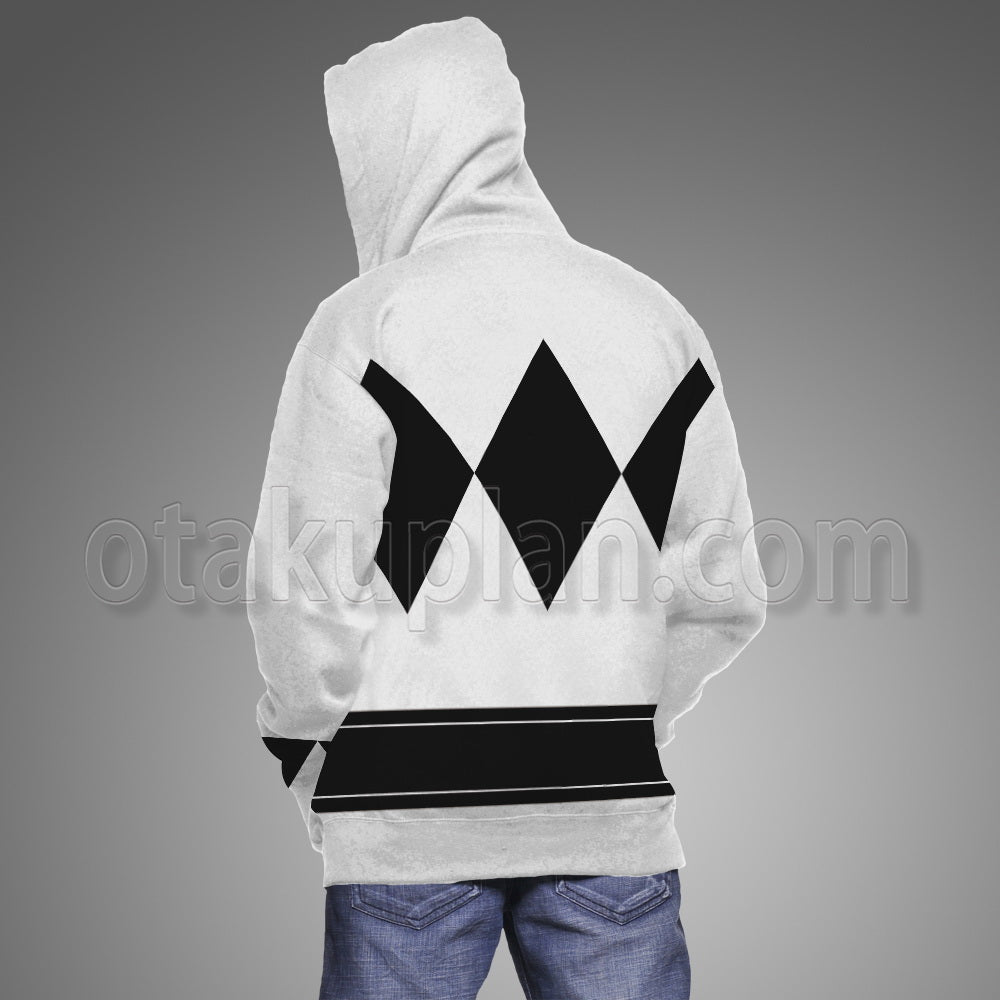 Mighty Morphin Power Rangers White Ranger Belt Cosplay Hoodie
