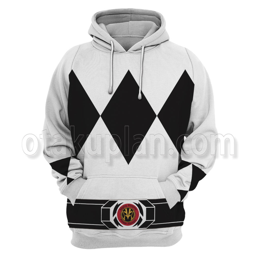 Mighty Morphin Power Rangers White Ranger Belt Cosplay Hoodie