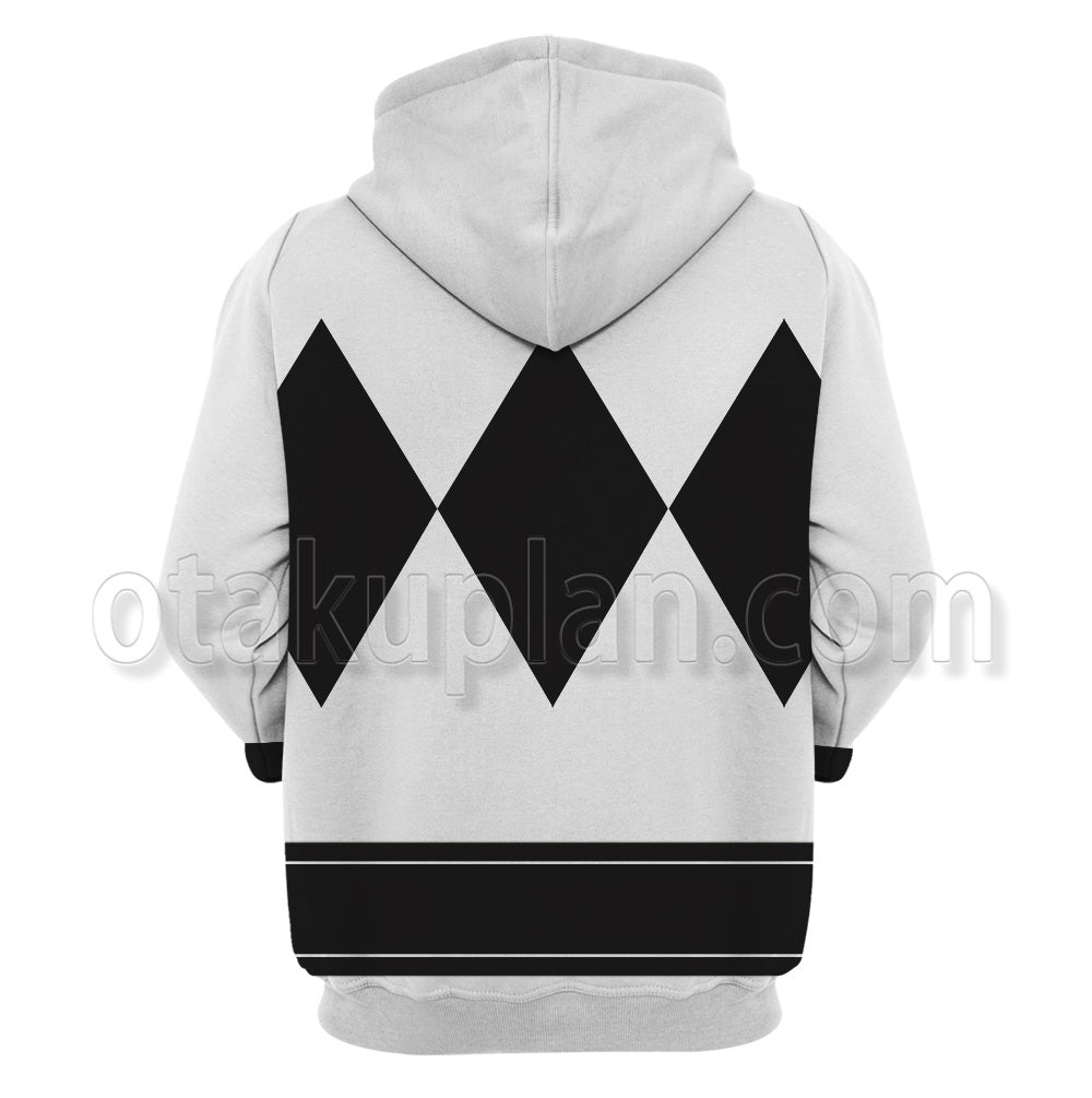 Mighty Morphin Power Rangers White Ranger Belt Cosplay Hoodie