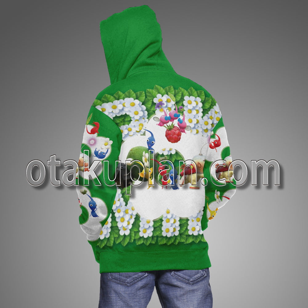 Pikmin 4 Green And White Hoodie