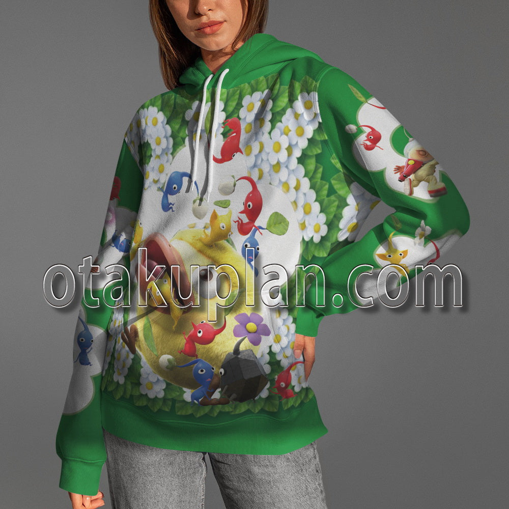 Pikmin 4 Green And White Hoodie
