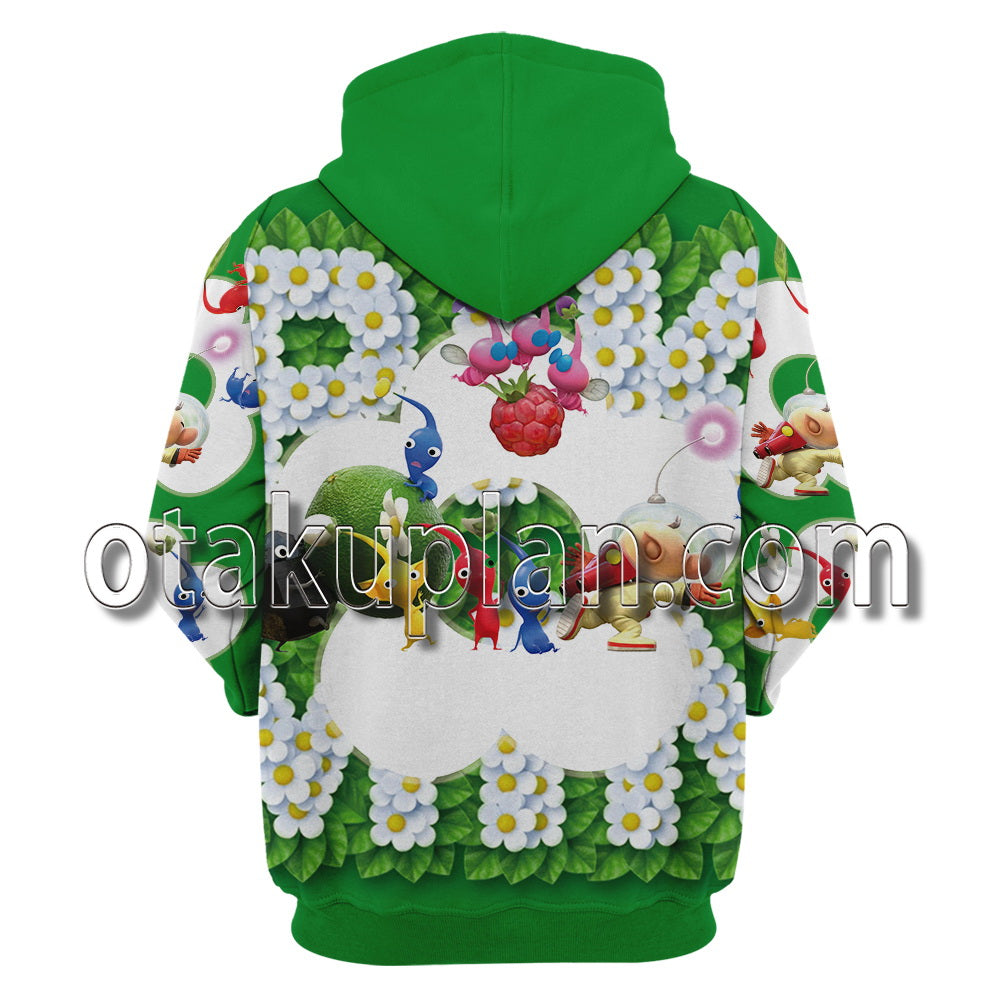Pikmin 4 Green And White Hoodie