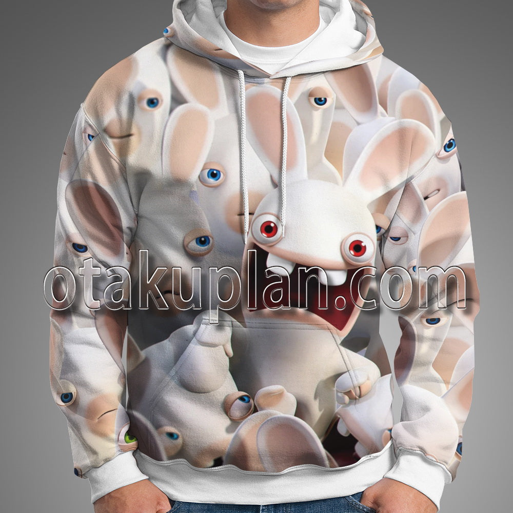 Rayman Raving Rabbids With Different Expressions Hoodie