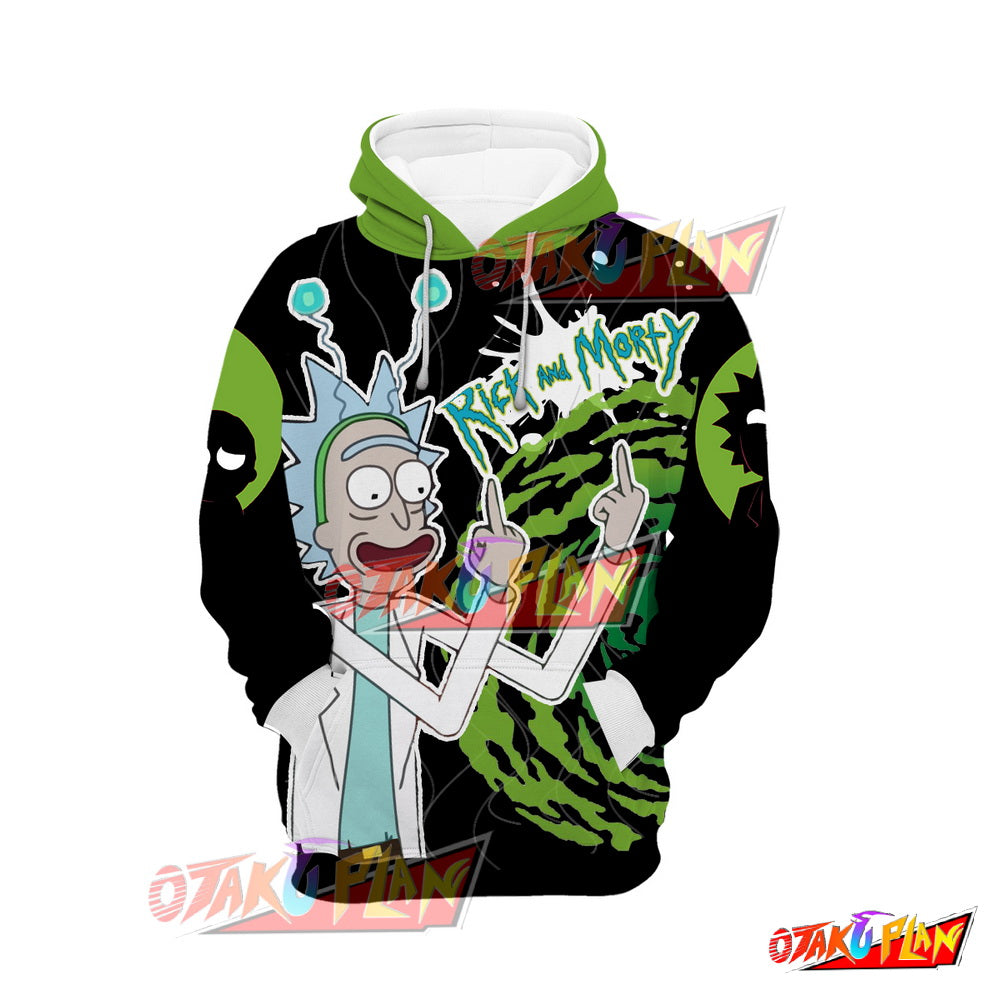 Rick And Morty Green And Black Hoodie