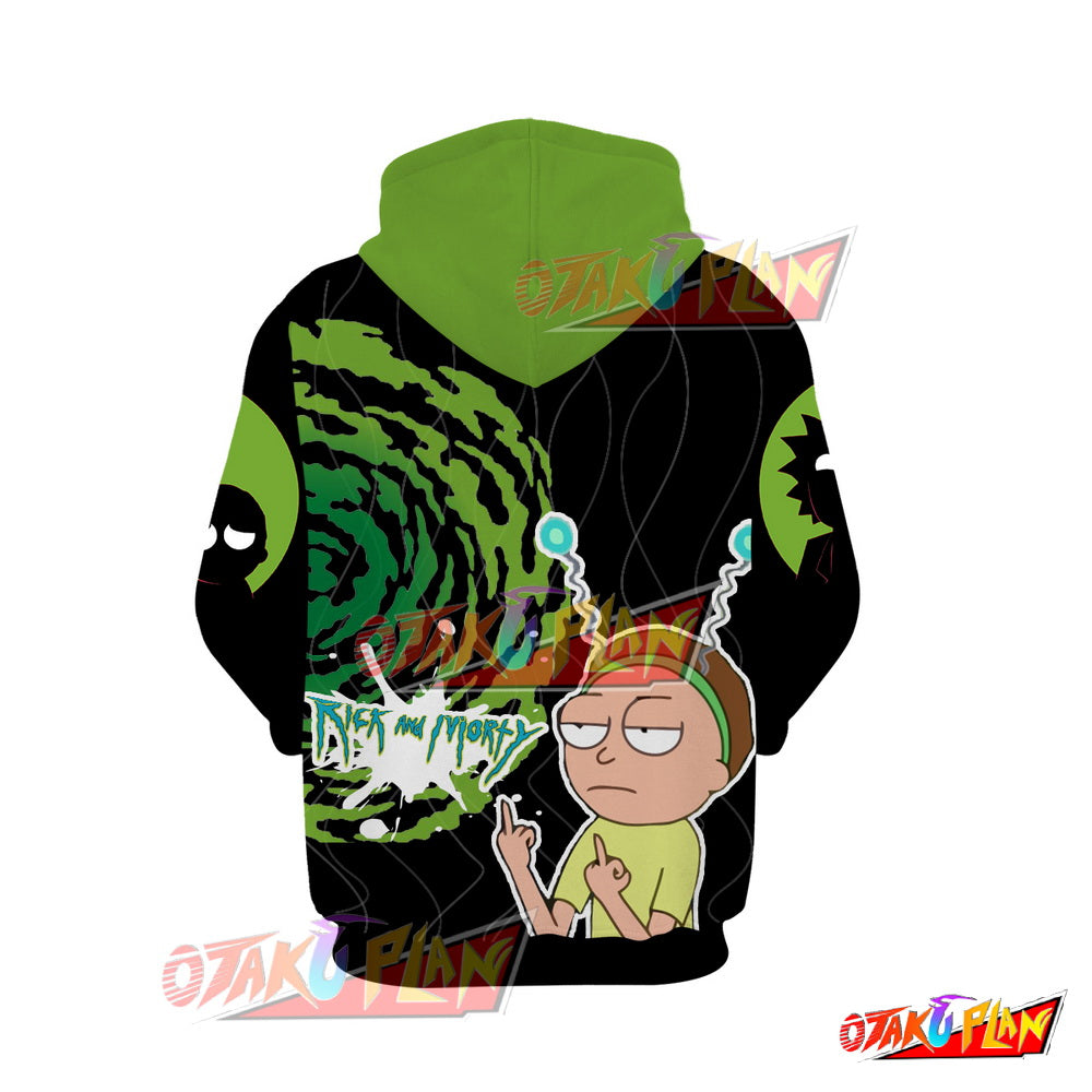 Rick And Morty Green And Black Hoodie