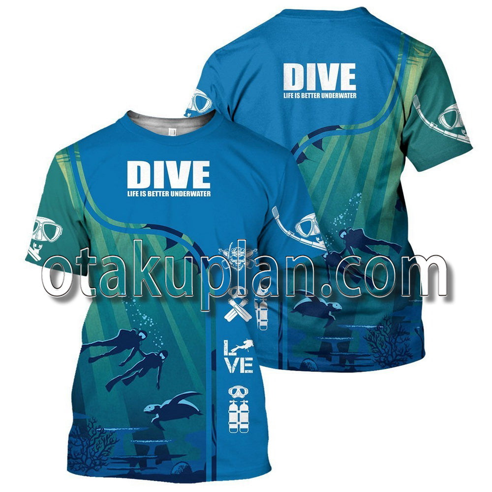 Scuba Diving 3D All Over Printed T-Shirt / Hoodie