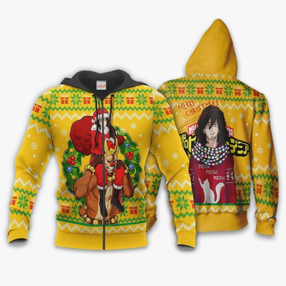 Shota Aizawa and All Might Ugly Christmas Sweater MHA Hoodie Shirt