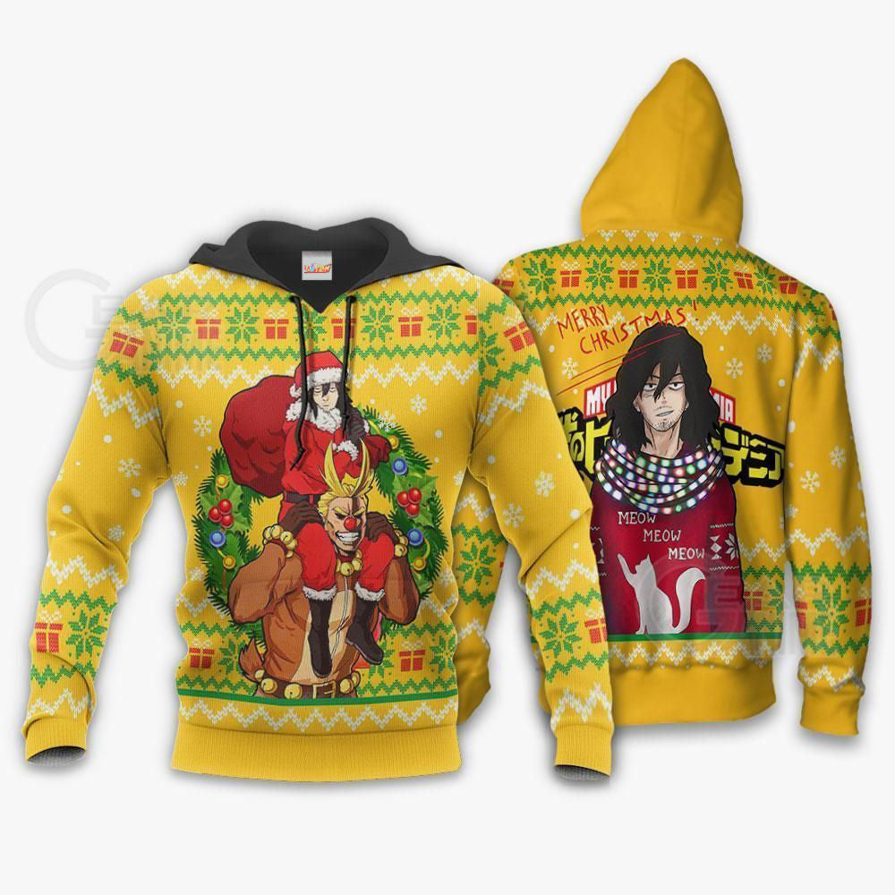 Shota Aizawa and All Might Ugly Christmas Sweater MHA Hoodie Shirt