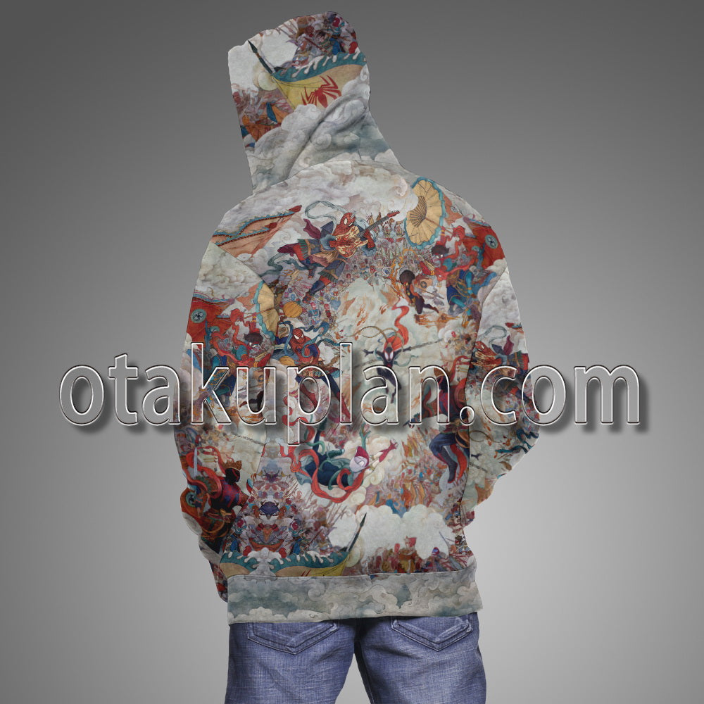Spider Hero Across The Spider Verse Havoc In Heaven Poster Cosplay Hoodie
