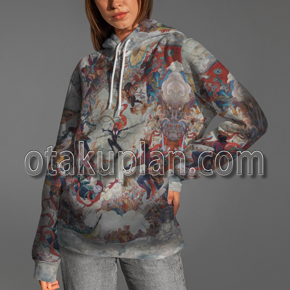 Spider Hero Across The Spider Verse Havoc In Heaven Poster Cosplay Hoodie